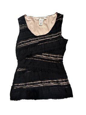 MAX STUDIO Black Lace Scoopneck Tank Top Size Medium